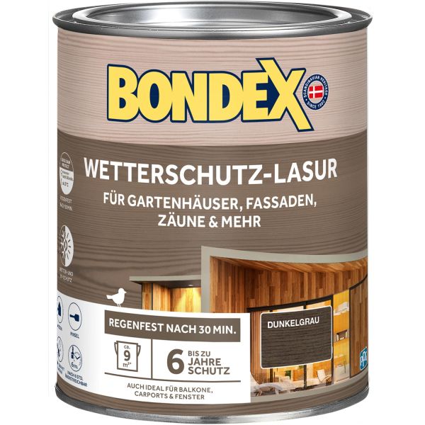 Bondex Wetterschutz-Lasur Dunkelgrau 0,75 L