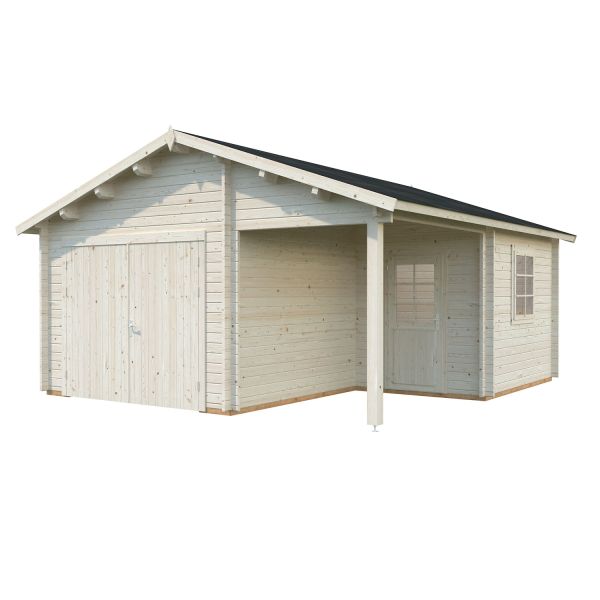 Palmako Garage Roger 21,9+5,2 m² mit Holztor natur