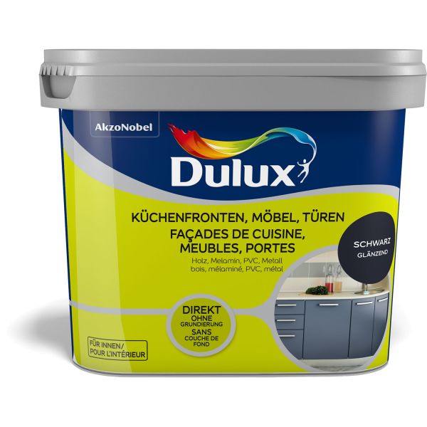 Dulux Fresh Up Küchen-, Möbel- und Türenfarbe Glänzend Schwarz 750ml