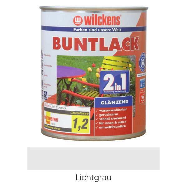 Wilckens Buntlack 2in1 glänzend RAL 7035 Lichtgrau 0,125l