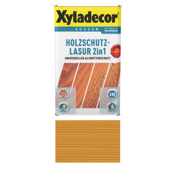Holzschutz Lasur für Außenbereich Xyladecor 2in1 Walnuss 0,75L Universeller Allwetterschutz