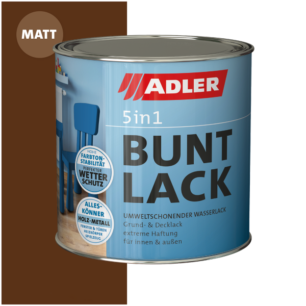 ADLER 5in1-Buntlack Matt Nussbraun RAL8011 0,75l