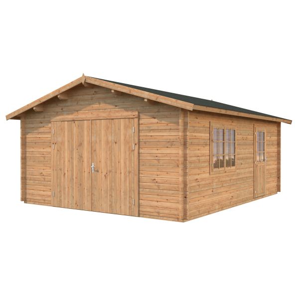 Palmako Garage Roger 23,9 m² mit Holztor hellbraun