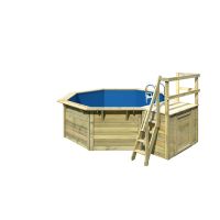 Karibu Pool Modell 1X Set mit Terrasse kesseldruckimprägniert inkl. Zubehör blau