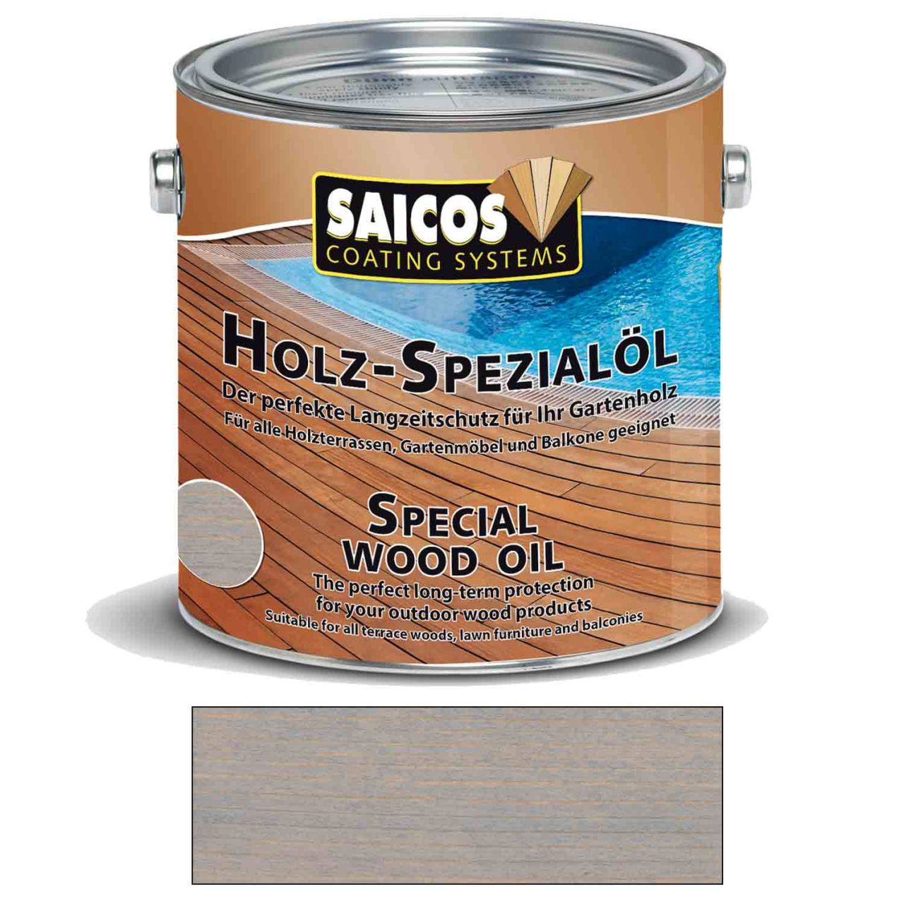 Saicos Holz Spezialöl Grau Holzöl Terrassenöl Hartholzöl 2,5l""