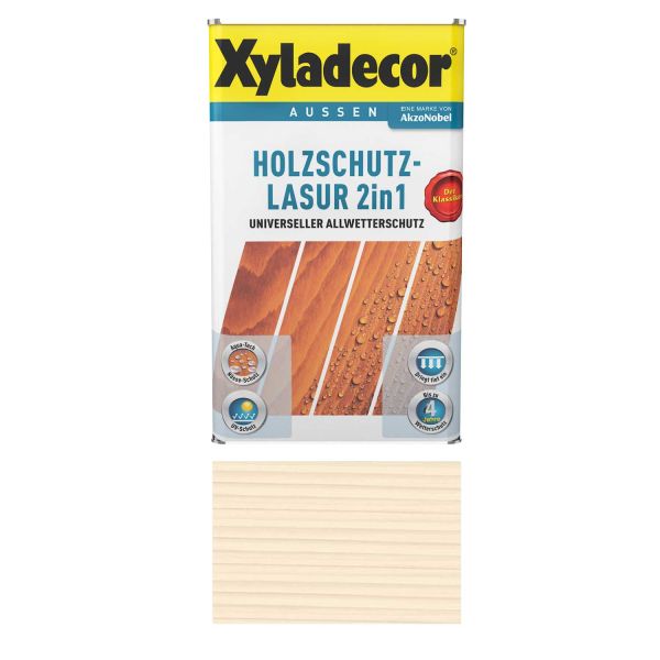 Holzschutz Lasur für Außenbereich Xyladecor 2in1 Weissbuche 0,75L Universeller Allwetterschutz