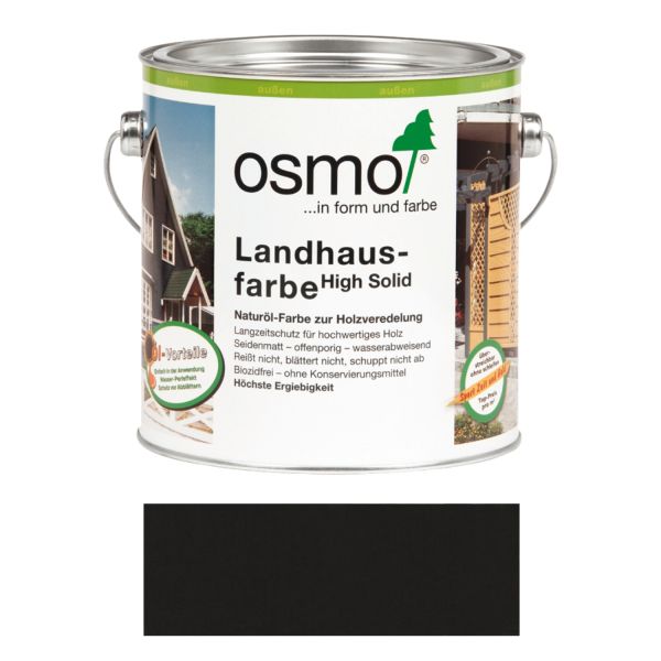 Osmo Landhausfarbe Nr. 2703 Schwarzgrau 2,5l Anstrich für Hölzer im Außenbereich