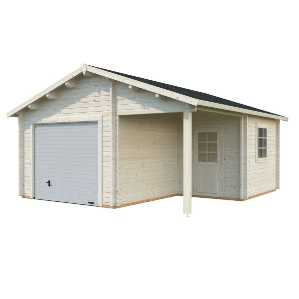 Palmako Garage Roger 21,9+5,2 m² mit Sektionaltor natur