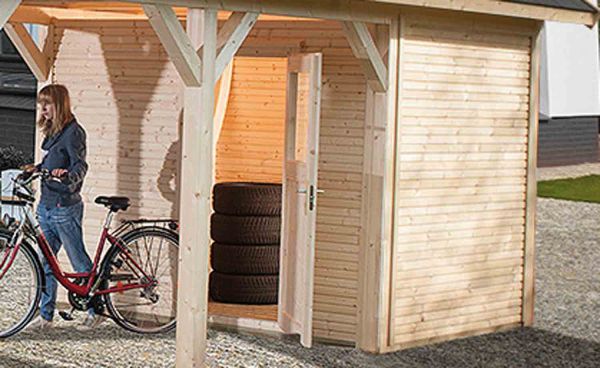 Weka Geräteraum Line für LH-Carport Gr.2 | natur | 28 mm