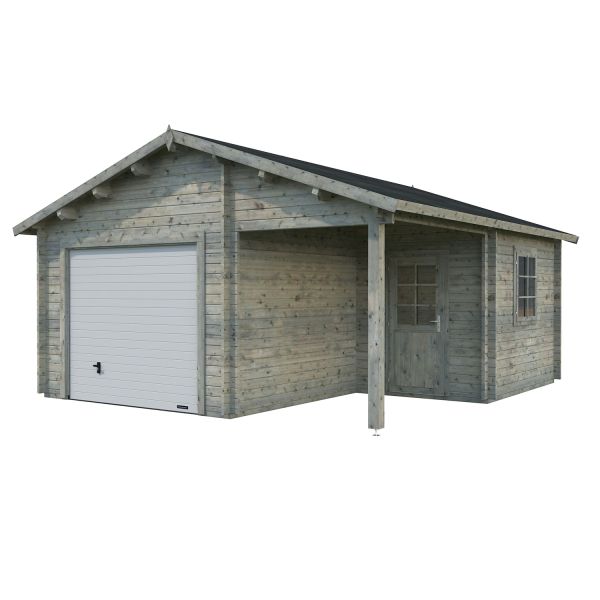 Palmako Garage Roger 21,9+5,2 m² mit Sektionaltor grau