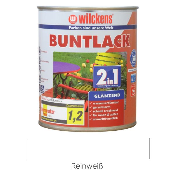 Wilckens Buntlack 2in1 glänzend RAL 9010 Reinweiß 0,375l
