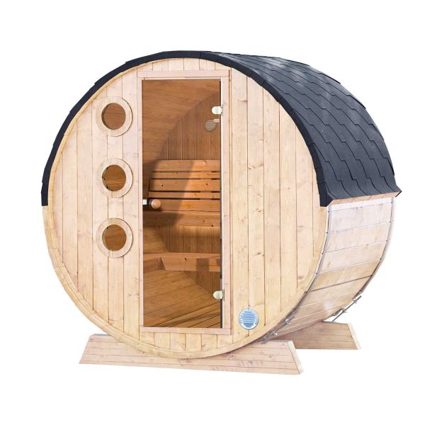 Wolff Finnhaus Saunafass Mini 160 montiert DS schwarz