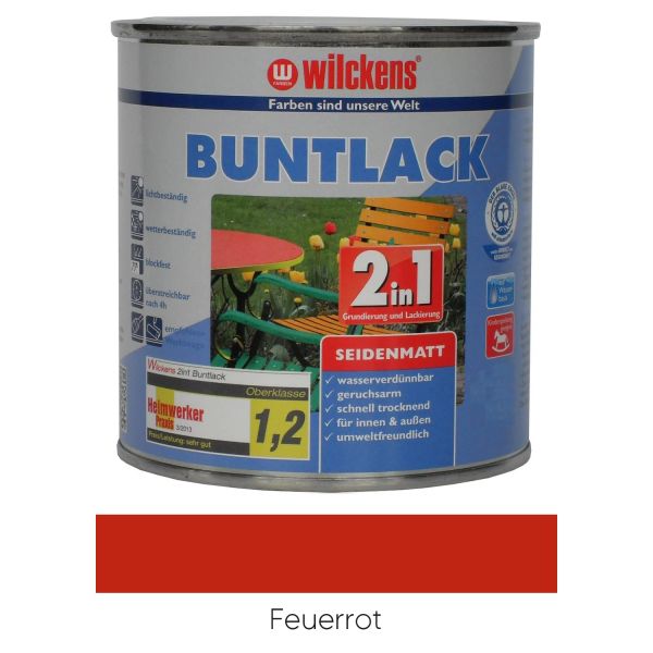 Wilckens Buntlack 2in1 seidenmatt RAL 3000 Feuerrot 0,75l