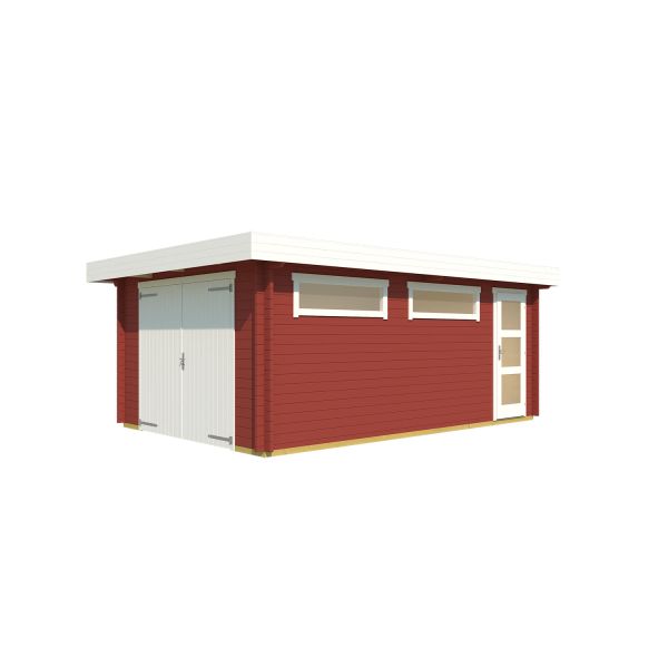 Lasita Maja Garage Canberra SET mit Holztor Schwedenrot 360x540 cm