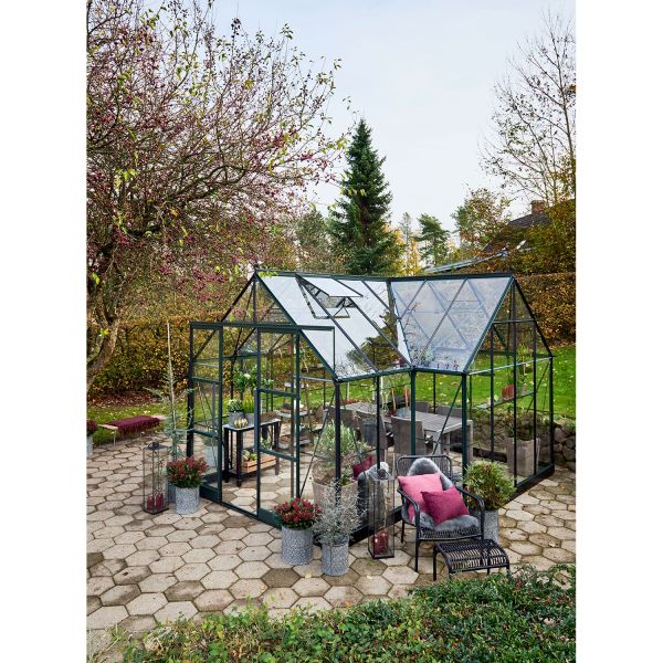 Halls Gewächshaus Garden Room Grün | 3 mm Sicherheitsglas