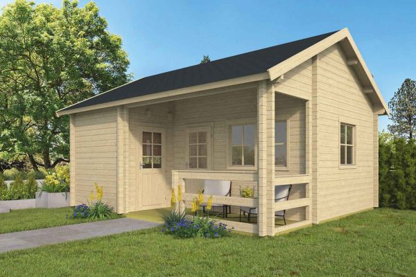 Gartenhaus - Blockhütte Woldemar mit Satteldach | mit Fundament und Boden | von Nordje | 510x600x365