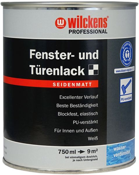 Wilckens Professional Fenster-& Türenlack Weiß seidenmatt 0,75l