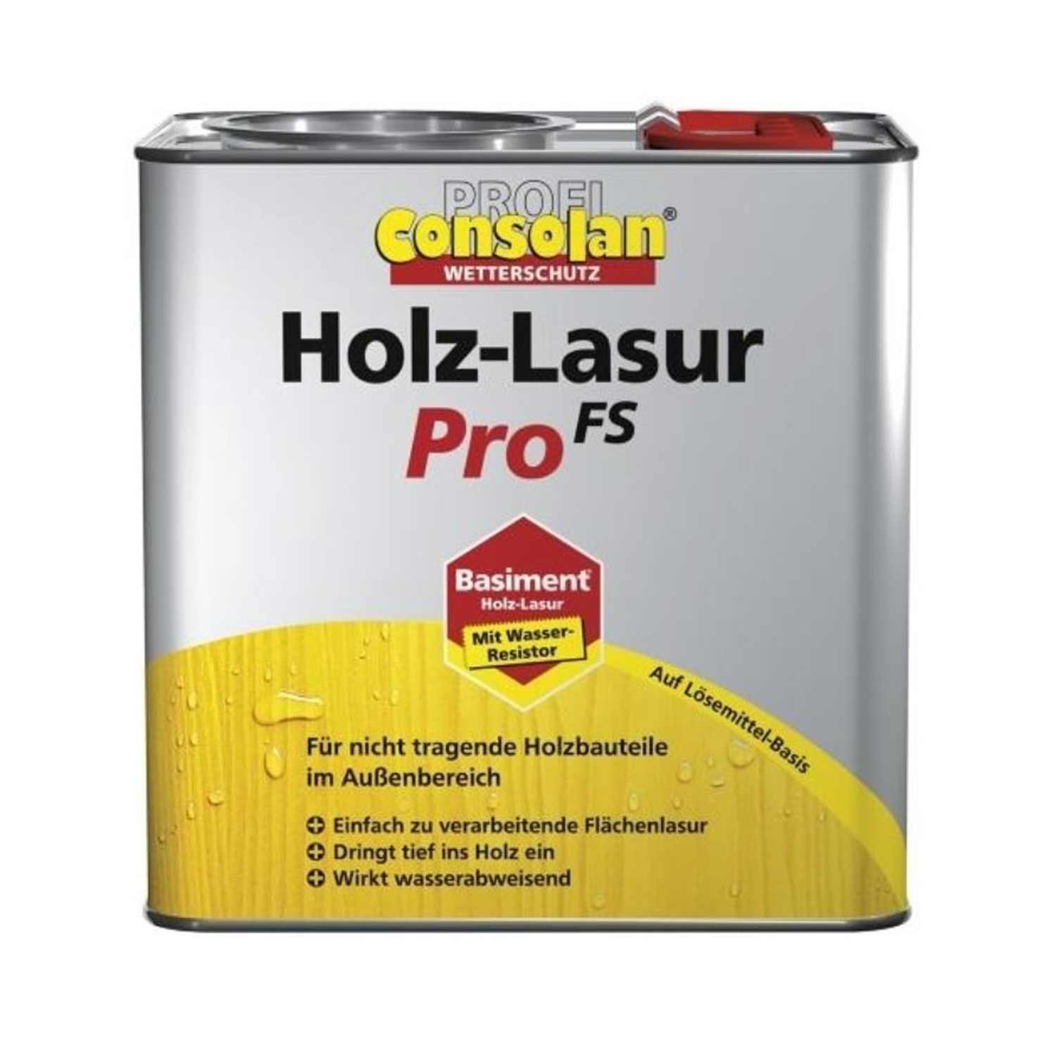 Consolan Holzlasur Außen Profi Holzschutz Teak 2,5L