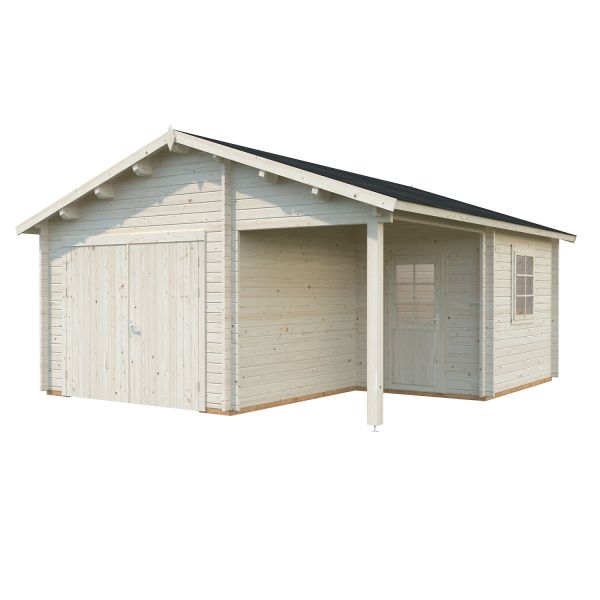 Palmako Garage Roger 21,9+5,2 m² mit Holztor transparent