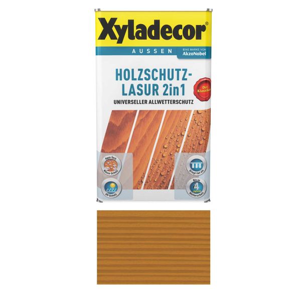 Holzschutz Lasur für Außenbereich Xyladecor 2in1 Eiche 0,75L Universeller Allwetterschutz