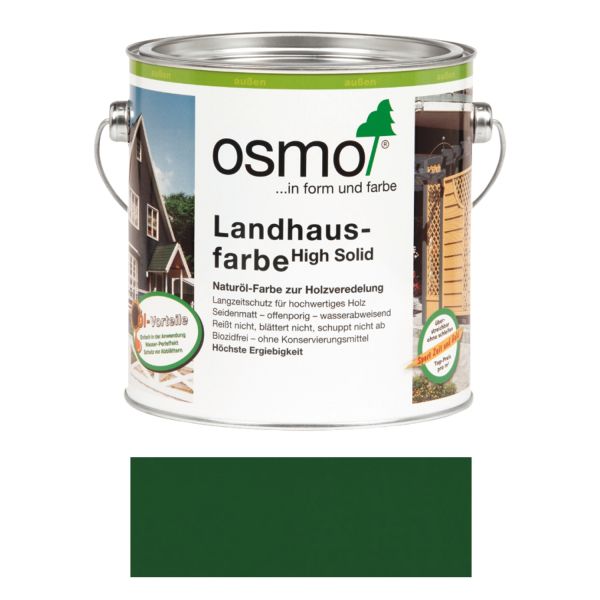 Osmo Landhausfarbe Nr. 2404 Tannengrün 2,5l, Anstrich für Holz im Außenbereich