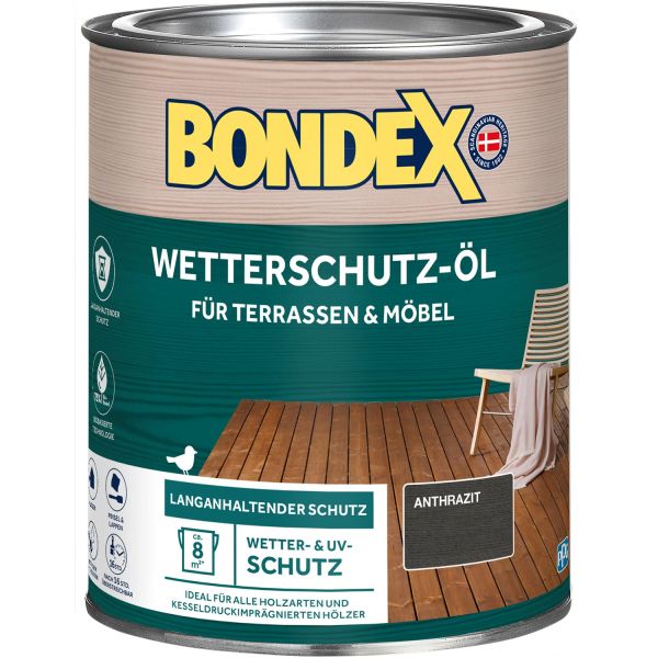 Bondex Wetterschutz-Öl Anthrazit 0,75 L