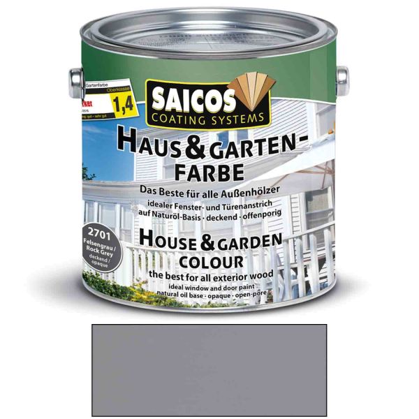 Saicos Haus & Gartenfarbe auf Naturöl-Basis Felsengrau 2,5l