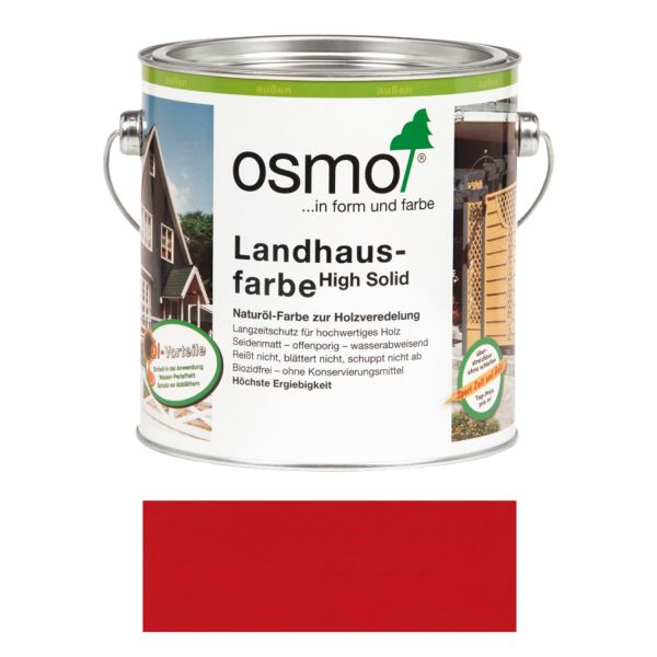 Osmo Landhausfarbe Nr. 2311 Karminrot 2,5l, Anstrich für Hölzer im Außenbereich