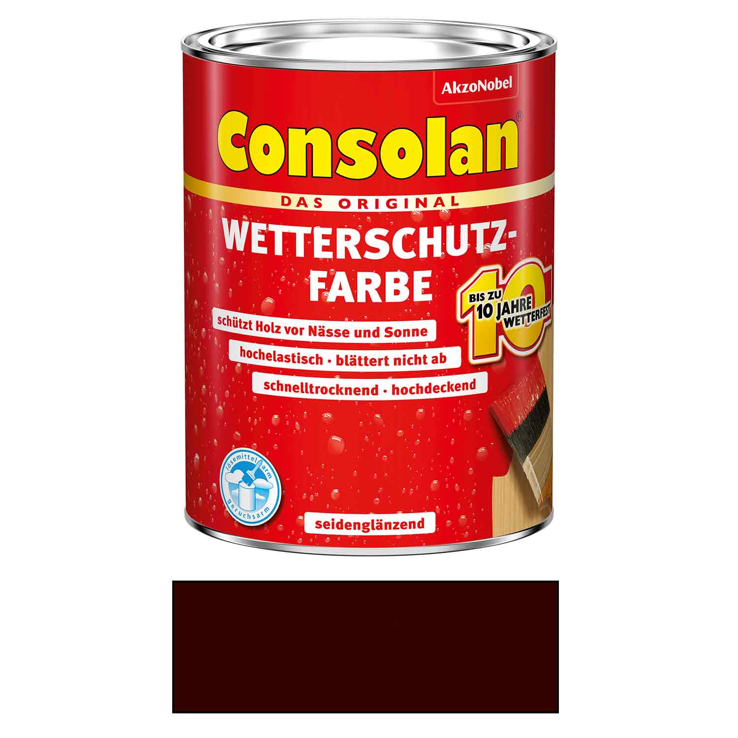 Consolan Wetterschutzfarbe Holz Dunkelbraun 0,75L