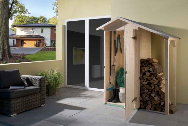 Weka Garten-/Terrassenschrank 351 A Gr.1 Satteldach| 14 mm| Einzeltür | Schleppdach 50 cm