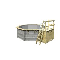 Karibu Pool Modell 1X Set mit Terrasse wassergrau inkl. Zubehör grau