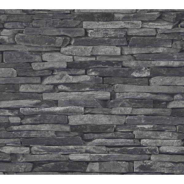 A.S. Création Steintapete "Best of Wood`n Stone 2" Vlies grau-schwarz 914224