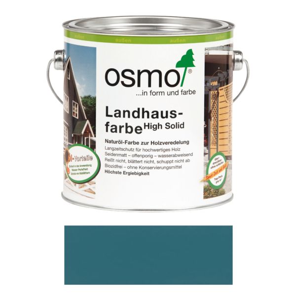 Osmo Landhausfarbe Nr.2501 Labrador-Blau 0,75L Anstrich für Hölzer Außenbereich