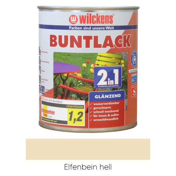 Wilckens Buntlack 2in1 glänzend RAL 1015 Hellelfenbein 0,375l