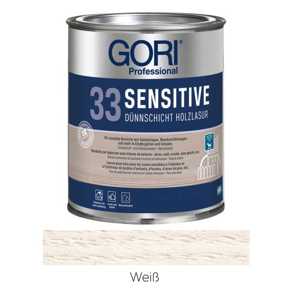 GORI 33 Sensitiv Dünnschicht-Holzlasur Weiß 2,5l