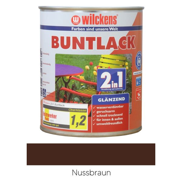 Wilckens Buntlack 2in1 glänzend RAL 8011 Nussbraun 0,375l