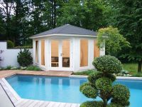 Wolff Finnhaus Gartenhaus Katrin 58-B mit roten RE-DS und schwarzer Dachhaube 360x360cm