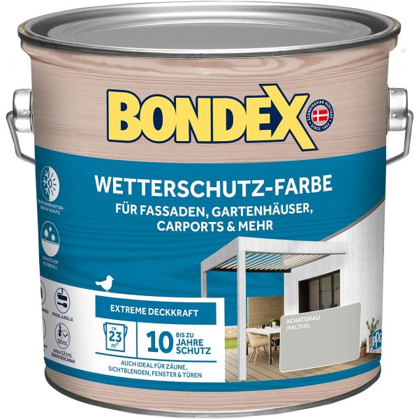Bondex Wetterschutz-Farbe Achatgrau - Ral7038 2,5 L