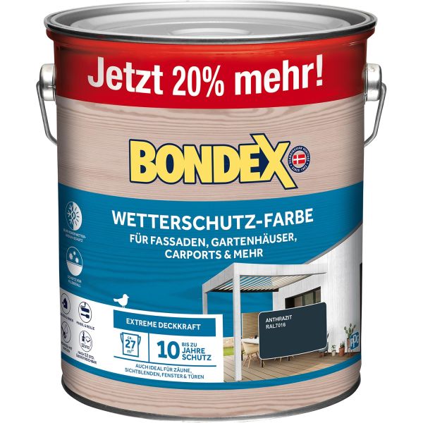 Bondex Wetterschutz-Farbe Anthrazit - Ral7016 3 L