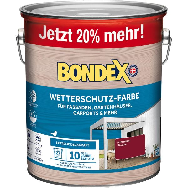 Bondex Wetterschutz-Farbe Purpurrot - Ral3004 3 L