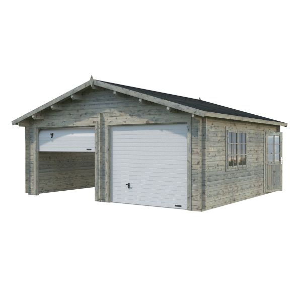 Palmako Garage Roger 28,4 m² mit Sektionaltor grau