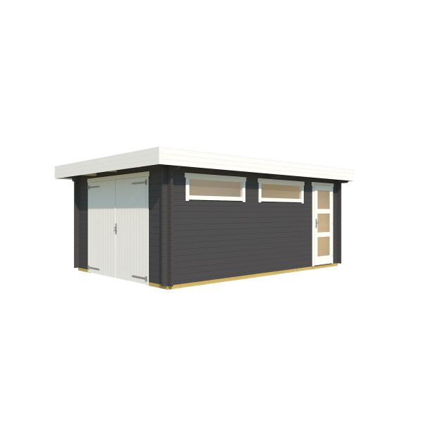 Lasita Maja Garage Canberra SET mit Holztor Carbongrau 360x540 cm
