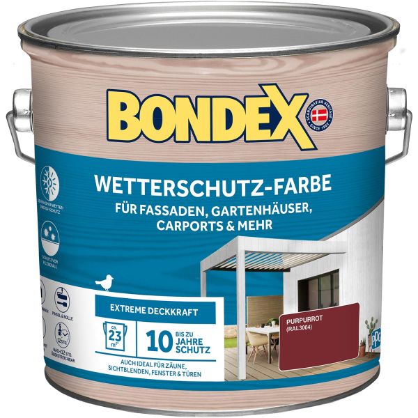 Bondex Wetterschutz-Farbe Purpurrot - Ral3004 2,5 L