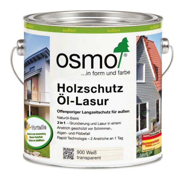 Osmo Holzschutz-Öl Lasur 2,5 Liter Weiß 900