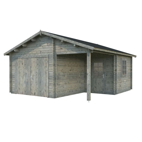 Palmako Garage Roger 21,9+5,2 m² mit Holztor grau