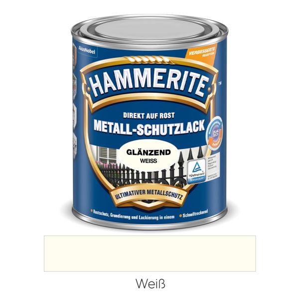 HAMMERITE Metall-Schutzlack glänzend Weiß 250ml