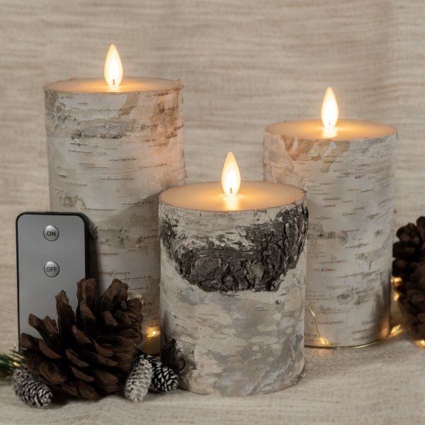 Coen Bakker LED Kerzen mit Fernbedienung und beweglicher Flamme | Birke hell 3er Set