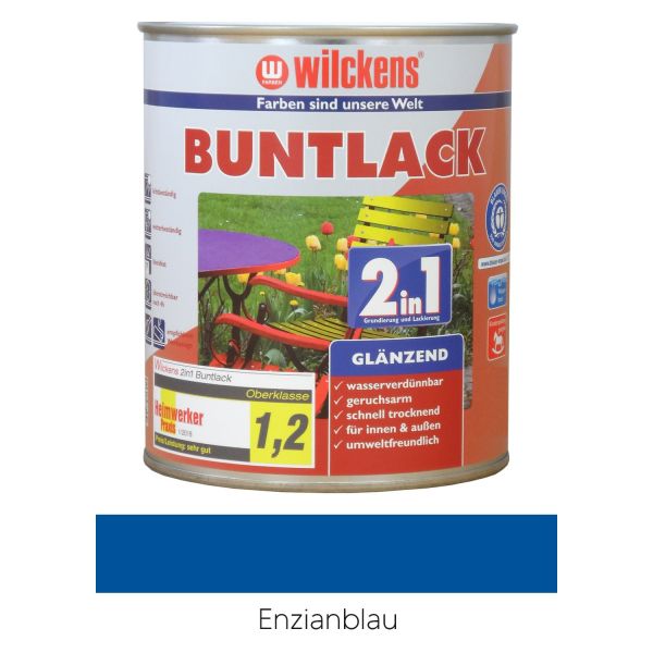 Wilckens Buntlack 2in1 glänzend RAL 5010 Enzianblau 0,125l