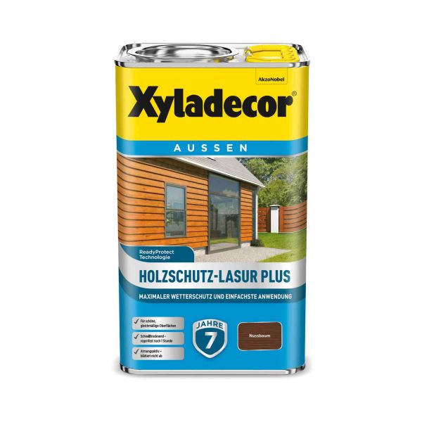 Holzschutz Lasur Plus Xyladecor Nussbaum 2,5L für den maximalen Wetterschutz