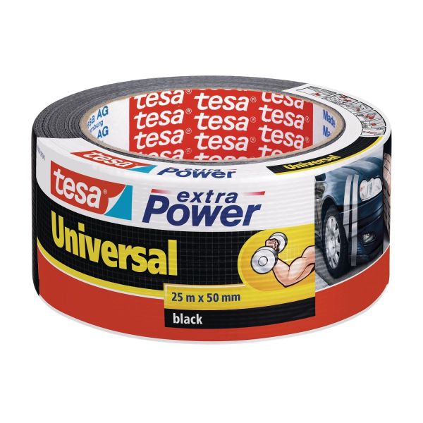 tesa Reparaturband extra Power Universal, gewebeverstärkt, schwarz, 25m x 50mm